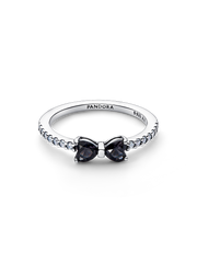 Sparkling Black Bow Ring - Sterling silver