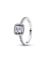 Sparkling Square Halo Ring - Sterling silver