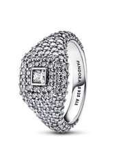 Pavé Square Cocktail Ring - Sterling silver