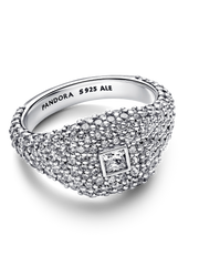 Pavé Square Cocktail Ring - Sterling silver