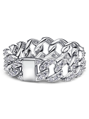 Pavé Cuban Chain Ring - Sterling silver