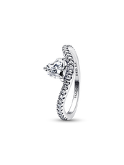 Wavy Pavé Heart Ring - Sterling silver
