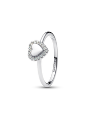 Engravable Heart Halo Ring - Sterling silver