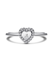 Engravable Heart Halo Ring - Sterling silver