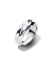 Rippled Wide Band Ring - Sterling silver