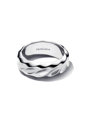Rippled Wide Band Ring - Sterling silver