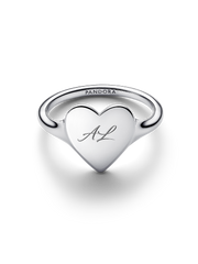Engravable Heart Ring - Sterling silver