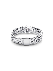 Heart Cuban Chain Ring - Sterling silver