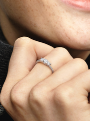 Clear Three-Stone Ring - Sterling silver