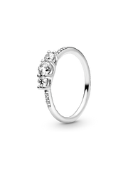 Clear Three-Stone Ring - Sterling silver