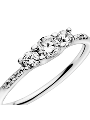 Clear Three-Stone Ring - Sterling silver