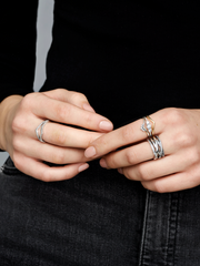 Sparkling Wishbone Ring - Sterling silver