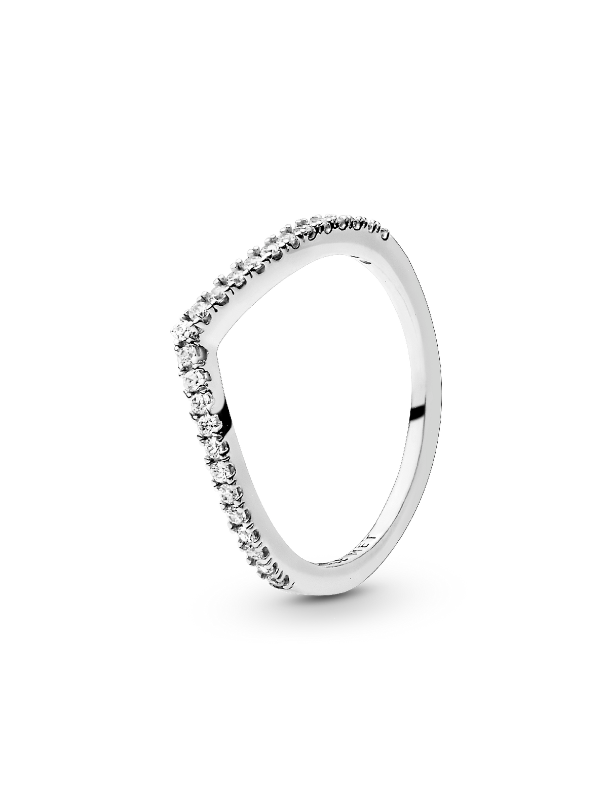 Sparkling Wishbone Ring - Sterling silver