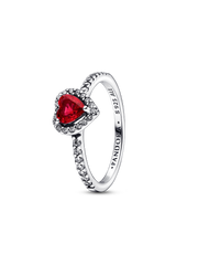 Elevated Red Heart Ring - Sterling silver