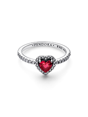 Elevated Red Heart Ring - Sterling silver