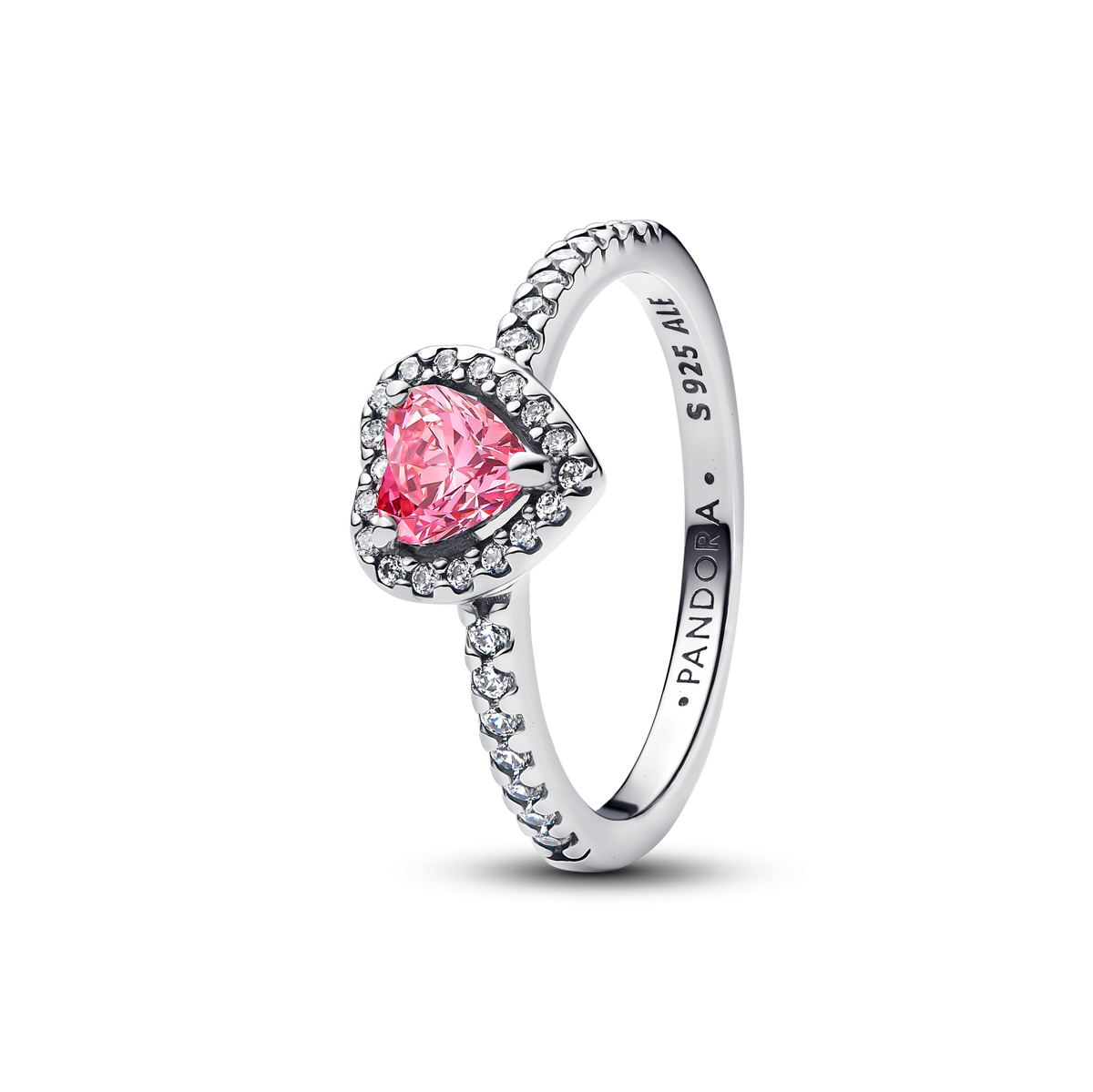 Elevated Pink Heart Ring - Sterling silver