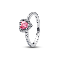 Elevated Pink Heart Ring - Sterling silver
