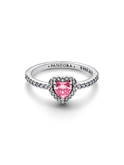 Elevated Pink Heart Ring - Sterling silver