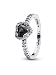 Elevated Black Heart Ring - Sterling silver