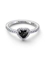 Elevated Black Heart Ring - Sterling silver
