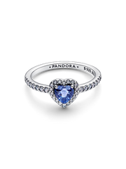 Sparkling Elevated Heart Ring - Sterling silver