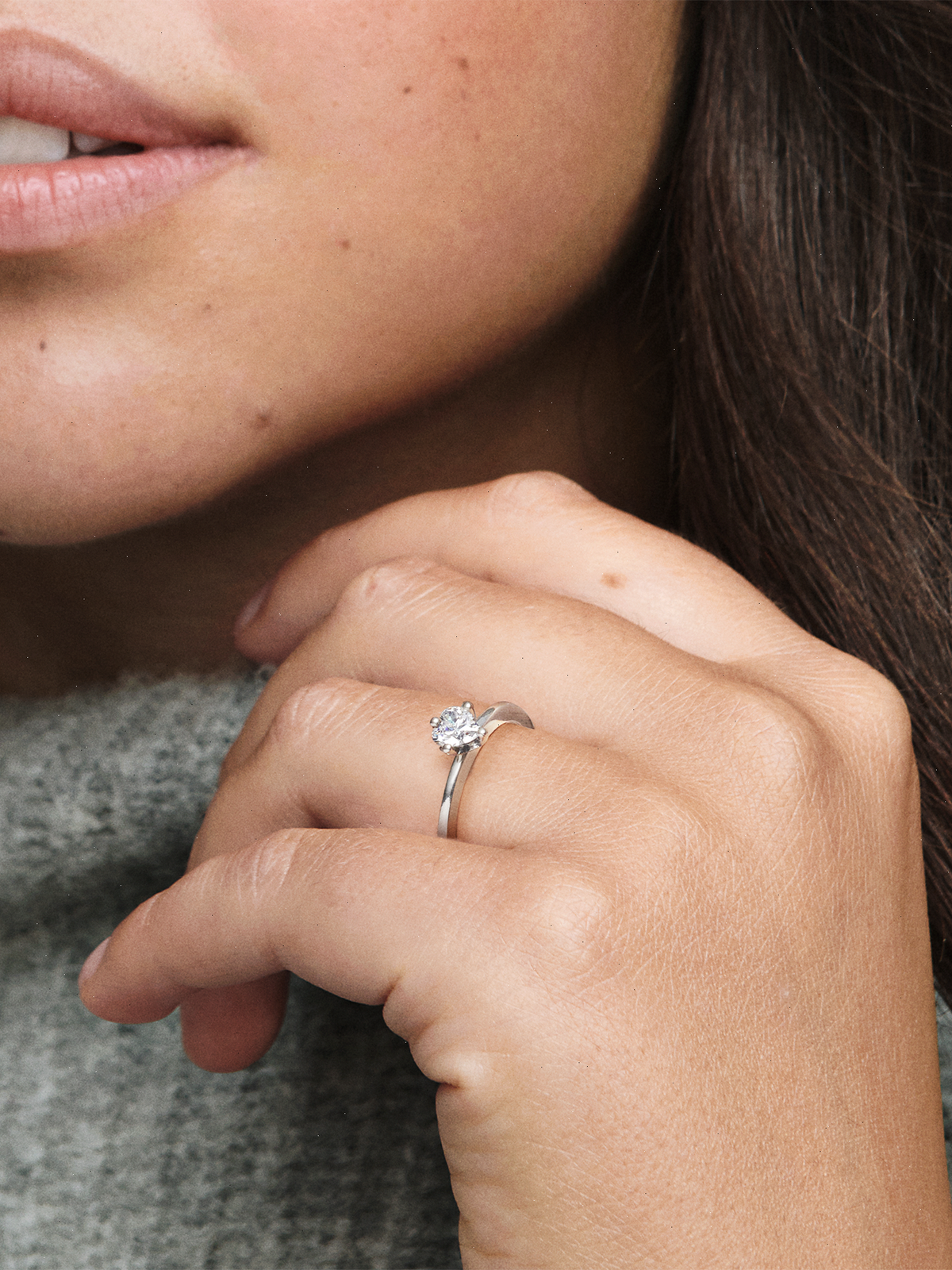 Clear Heart Solitaire Ring - Sterling silver