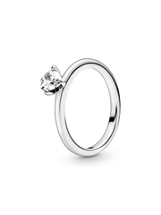 Clear Heart Solitaire Ring - Sterling silver