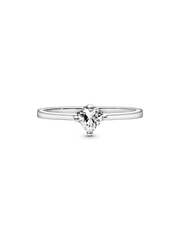 Clear Heart Solitaire Ring - Sterling silver