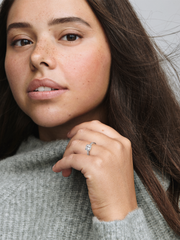 Square Sparkle Halo Ring - Sterling silver