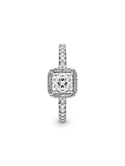 Square Sparkle Halo Ring - Sterling silver