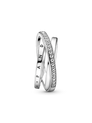 Crossover Pavé Triple Band Ring - Sterling silver