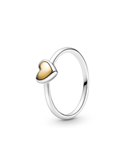 FINAL SALE - Domed Golden Heart Ring - 14k gold, Sterling silver