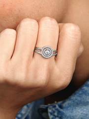 FINAL SALE - Sparkling Double Halo Ring - Sterling silver