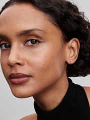 Pink Elevated Heart Stud Earrings - 14k rose gold plating