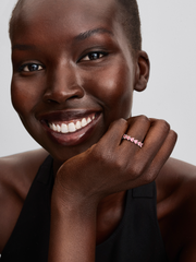 FINAL SALE - Band of Pink Hearts Ring - Sterling silver