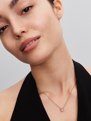 Pink Heart Collier Necklace - 14k rose gold plating