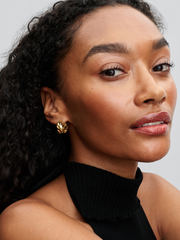 Rippled Hoop Earrings - 14k gold plating