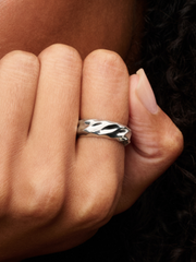 Rippled Wide Band Ring - Sterling silver