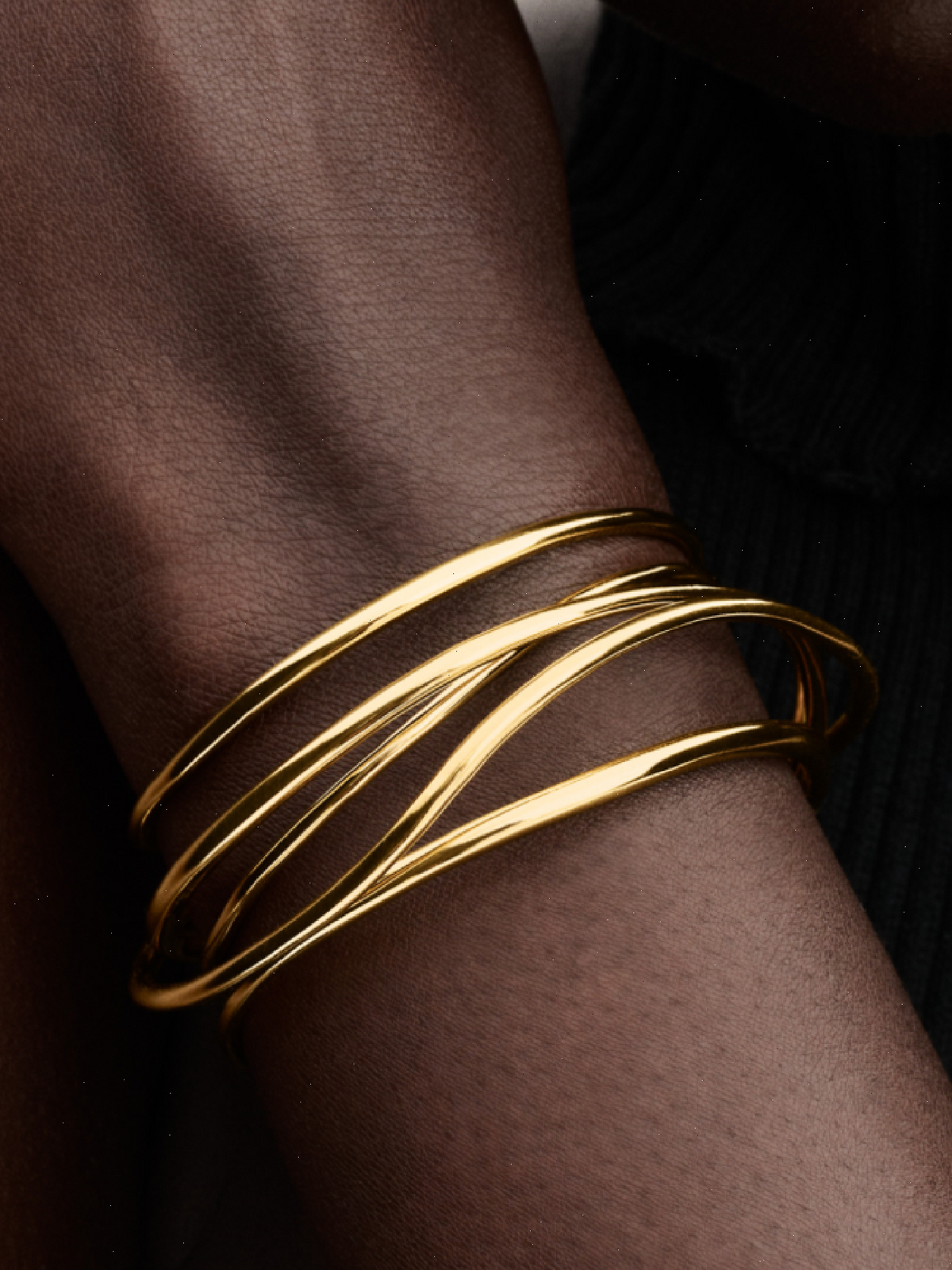 FINAL SALE - Organically Shaped Wired Open Bangle - 14k gold plating
