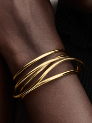 FINAL SALE - Organically Shaped Wired Open Bangle - 14k gold plating