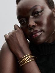 FINAL SALE - Organically Shaped Wired Open Bangle - 14k gold plating