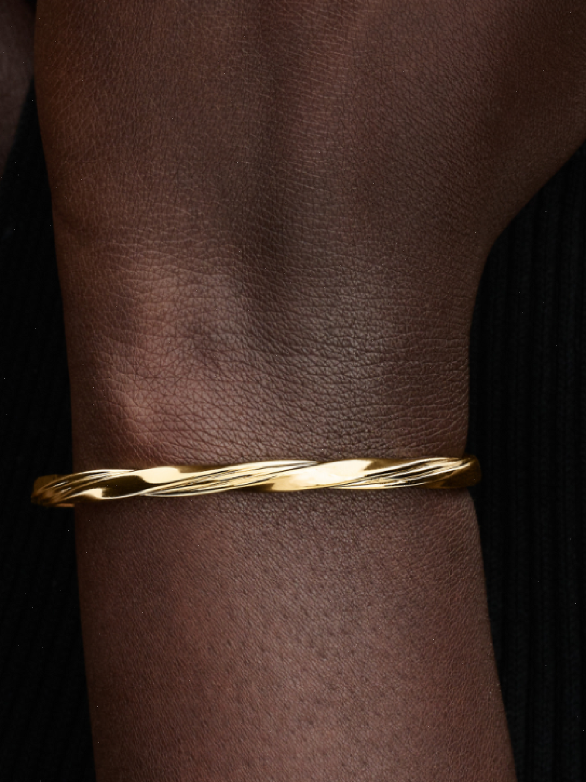 Twisted Open Bangle - 14k gold plating
