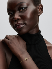 Organically Shaped Pavé Circle & Treated Freshwater Cultured Pearl Bracelet - 14k gold plating