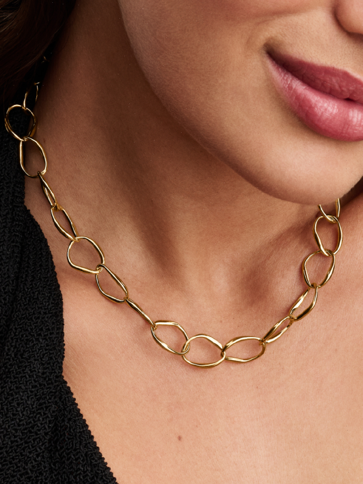 FINAL SALE - Organically Shaped Link Necklace - 14k gold plating