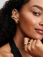 Rippled Hoop Earrings - 14k gold plating