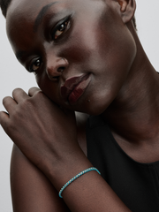 Blue Cord Snake Chain Bracelet - Sterling silver