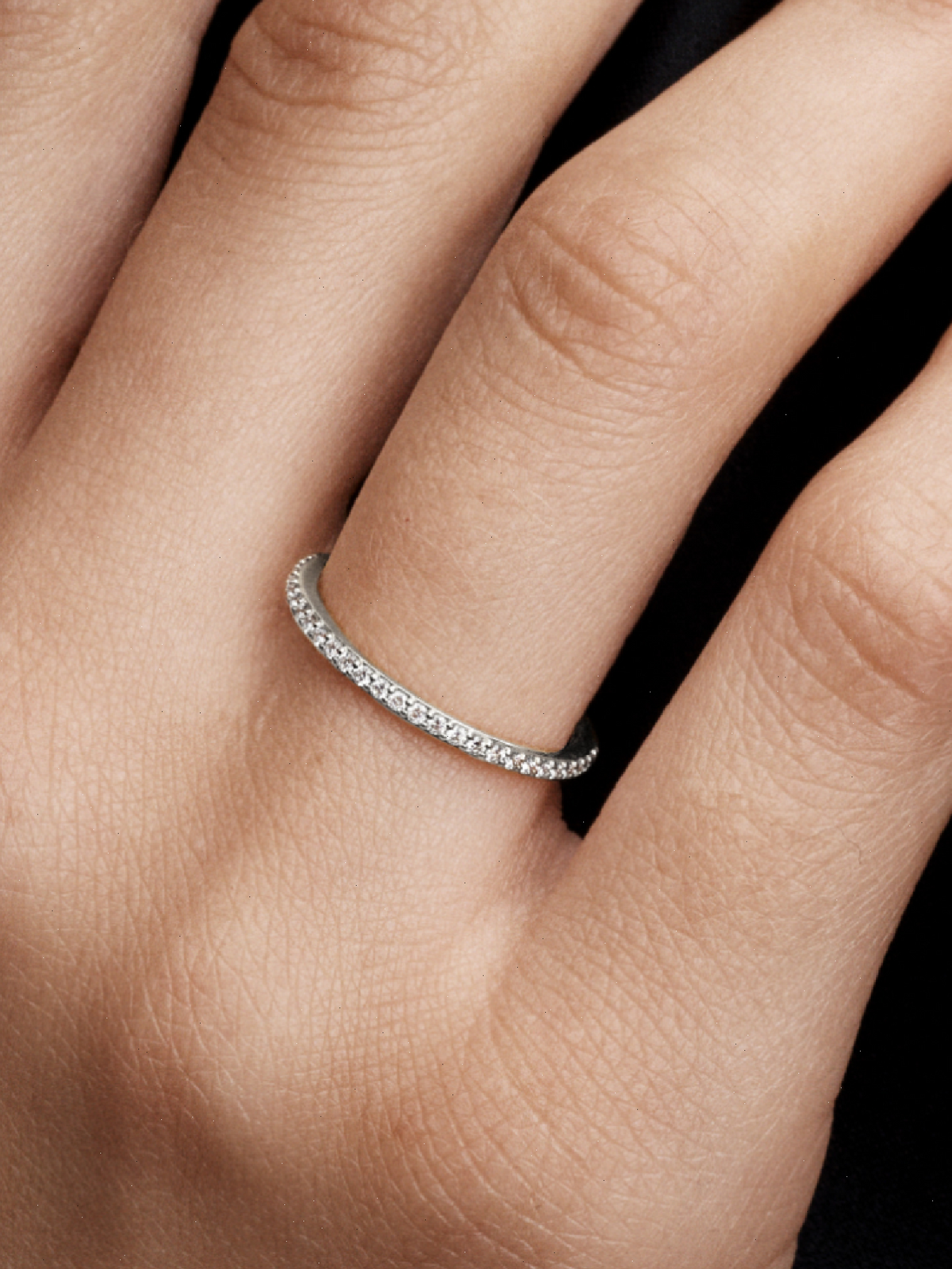 Pandora Era Lab-Grown Diamond Half Eternity Pavé Band Ring - 0.11 ct TW, 14k white gold