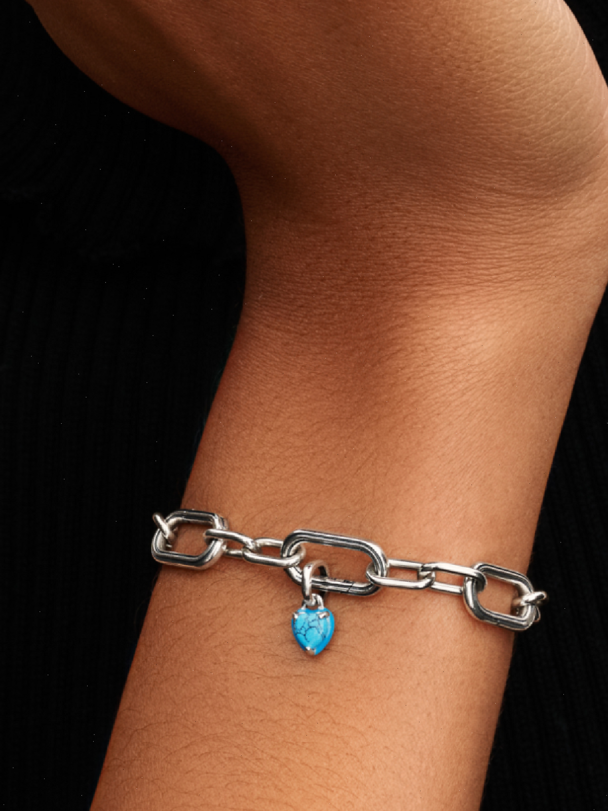 Turquoise-colored Heart Mini Dangle Charm - Sterling silver