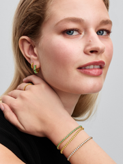 Green Hoop Earrings - 14k gold plating