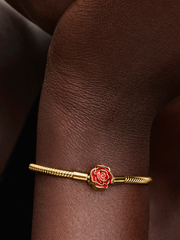 Disney Beauty and the Beast Enchanted Rose Snake Chain Bracelet - 14k gold plating